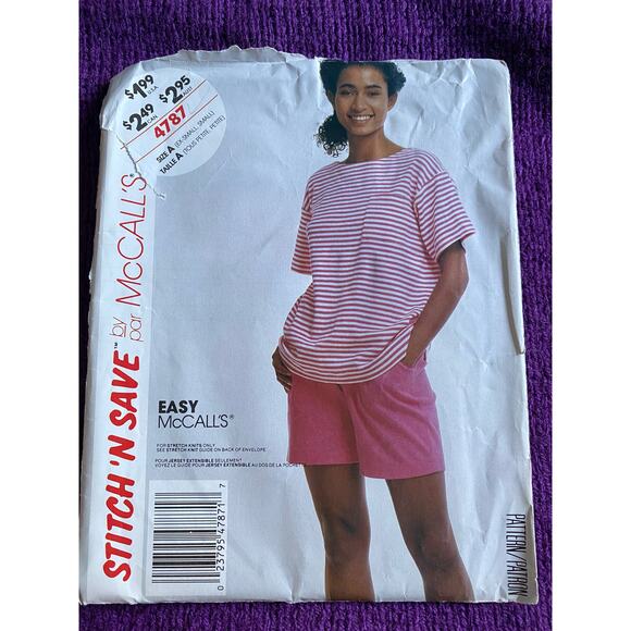 McCalls 4787 top shorts sewing pattern sz xs s - Picture 1 of 6